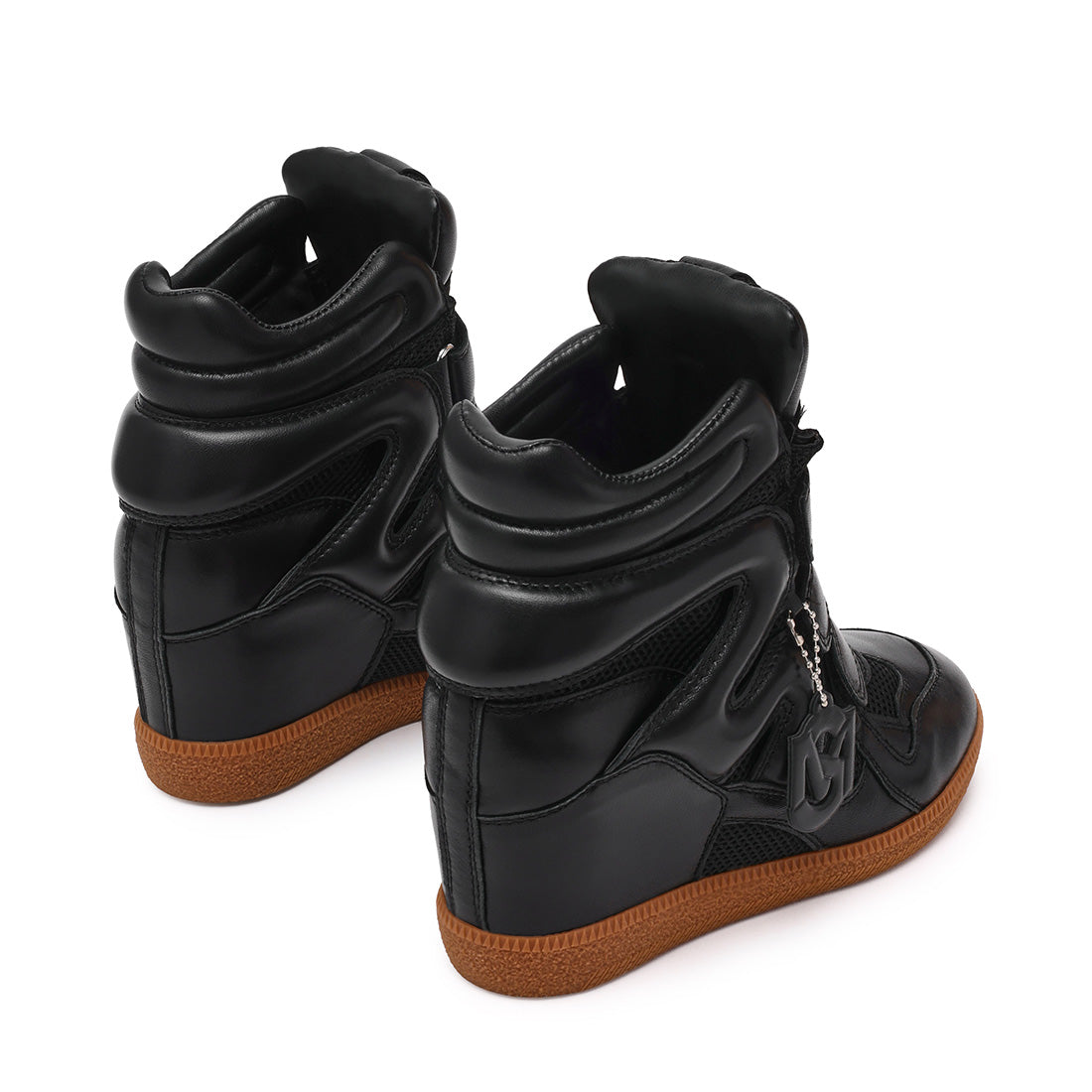 Steve Madden Mavis-LEA baskets cuir noir compensé 2,5 cm