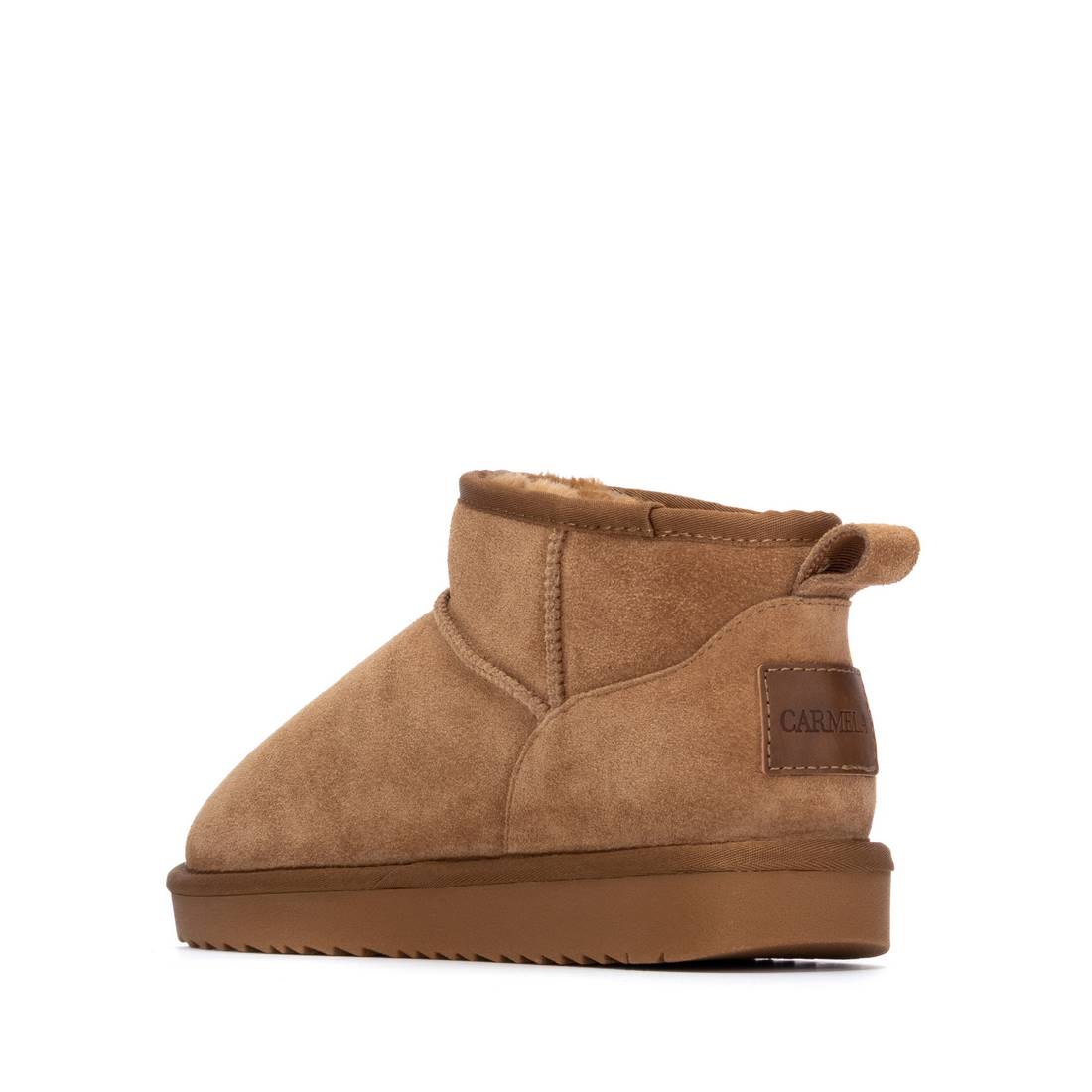 Carmela 16263502 bottine femme cuir camel fourrée plate