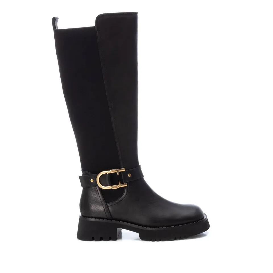 Carmela 16116501 botte cuir noir cavalière plate