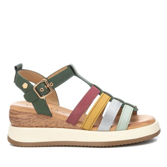 Carmela 16160703 sandales cuir vert compensées