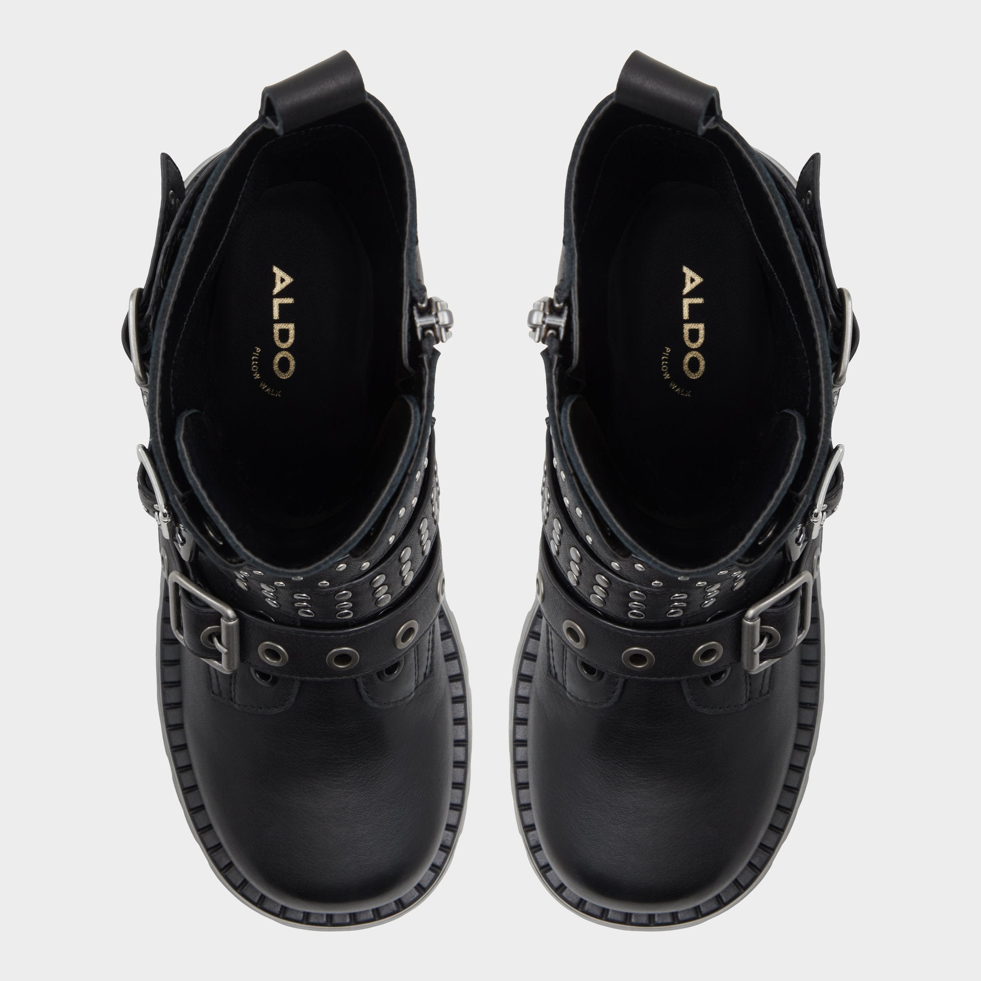 Aldo Vortexia bottines motardes boucles noires