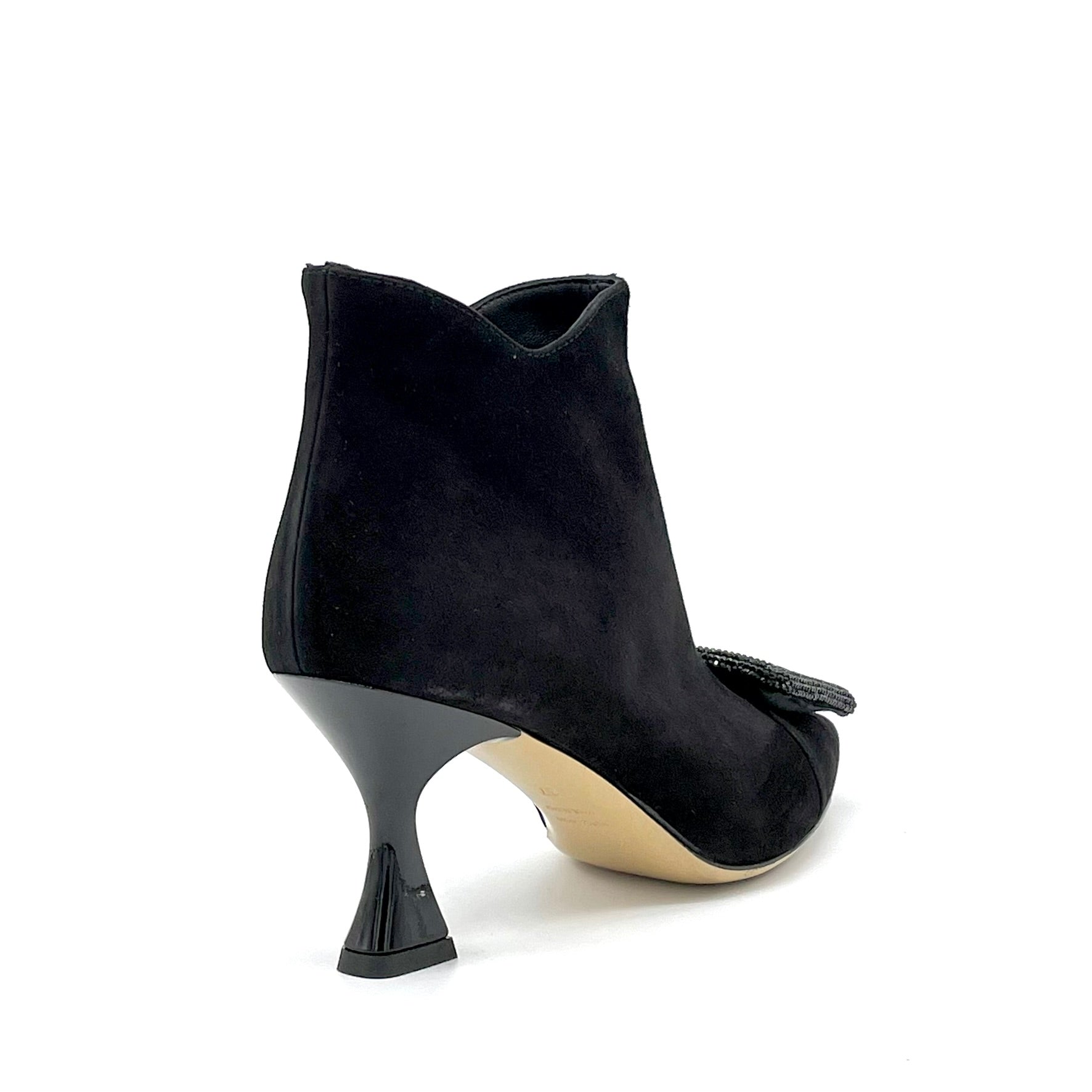 ELATA 55533 bottine suède noir bijou talon 7,5 cm