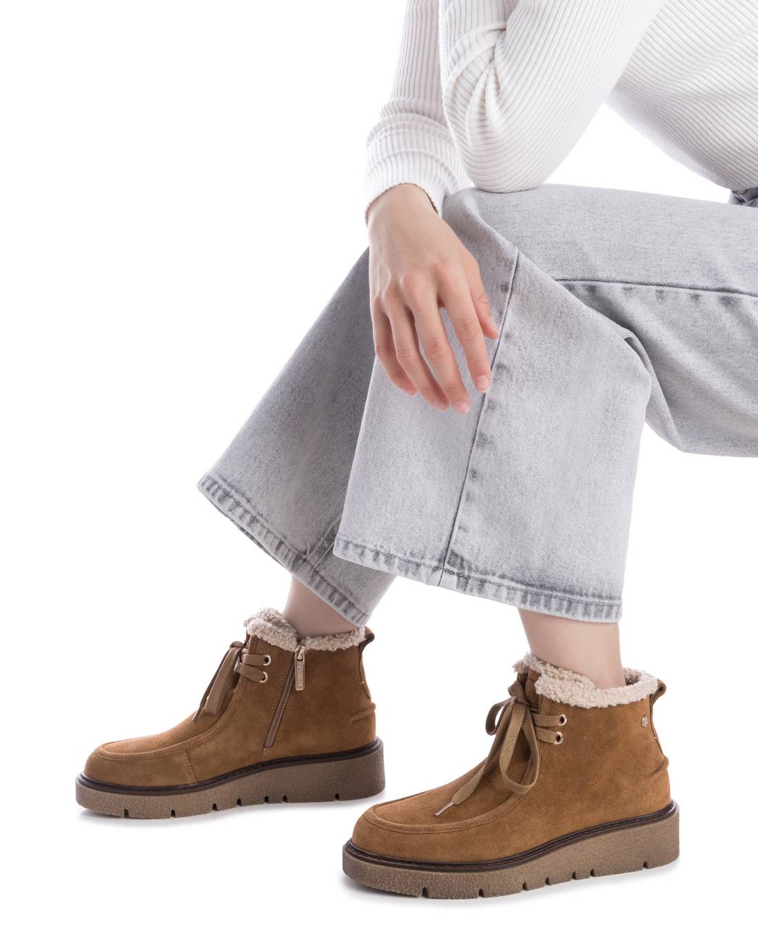 Carmela 16267002 bottine cuir camel fourrée