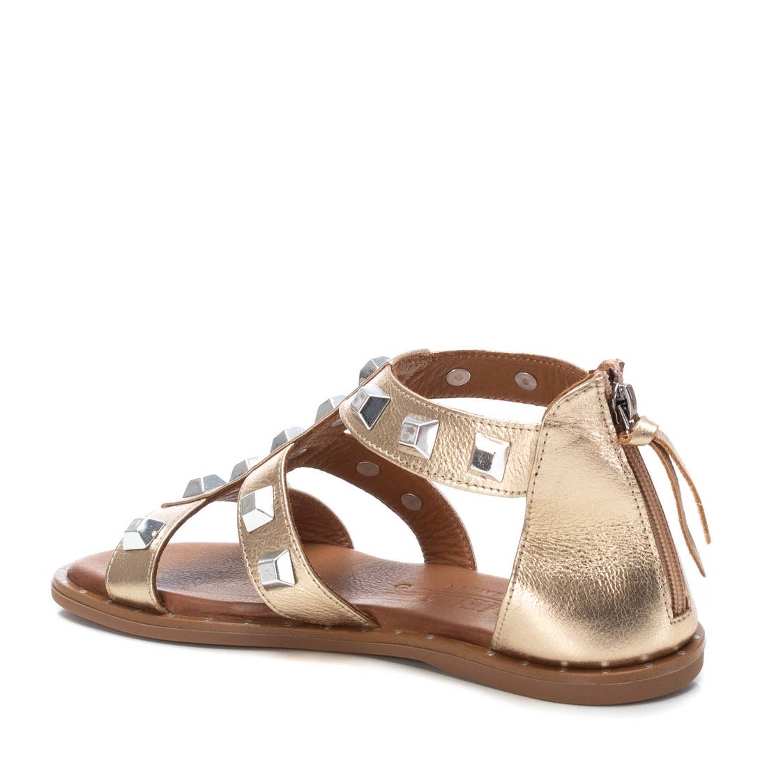 Carmela 16055406 sandale femme dorée cuir plate cloutée