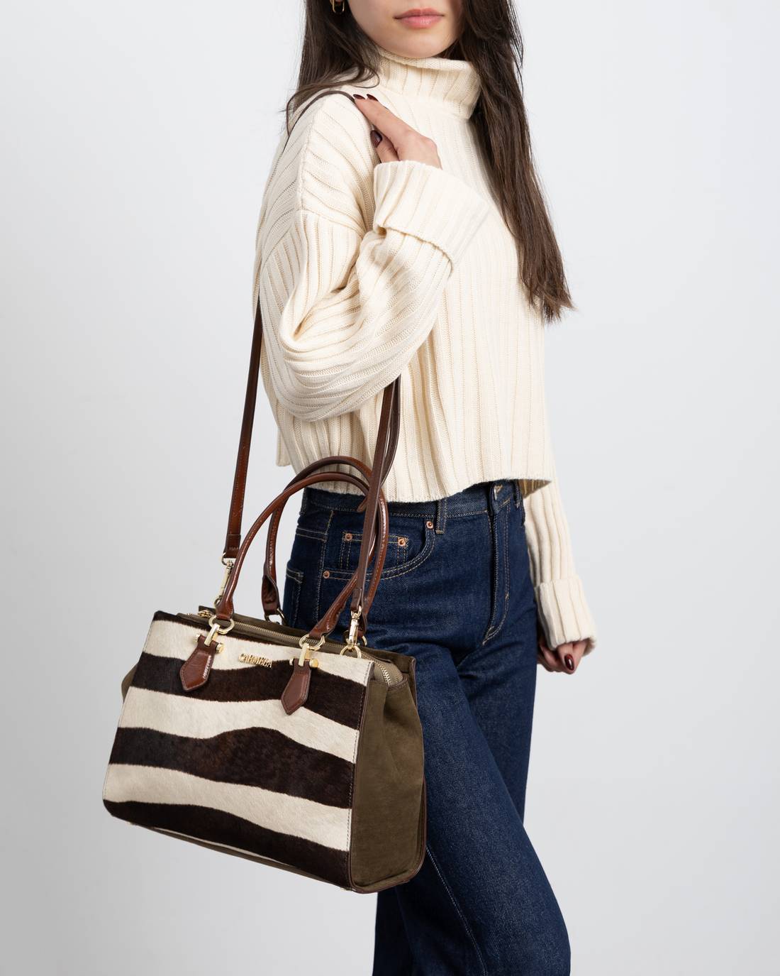 Carmela 18618503 sac textile kaki fermeture zippée