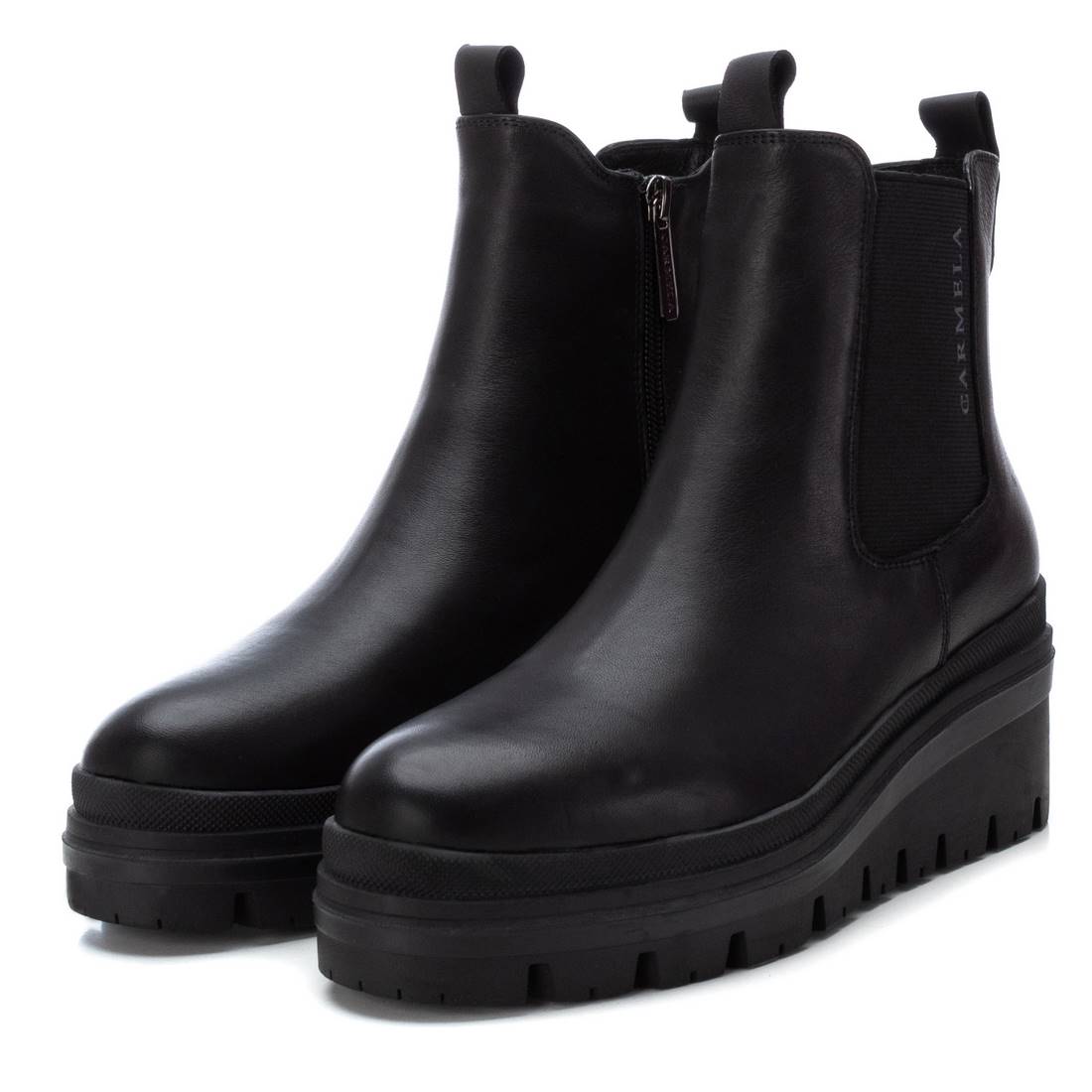 Carmela 16019101 bottines chelsea cuir noir compensé