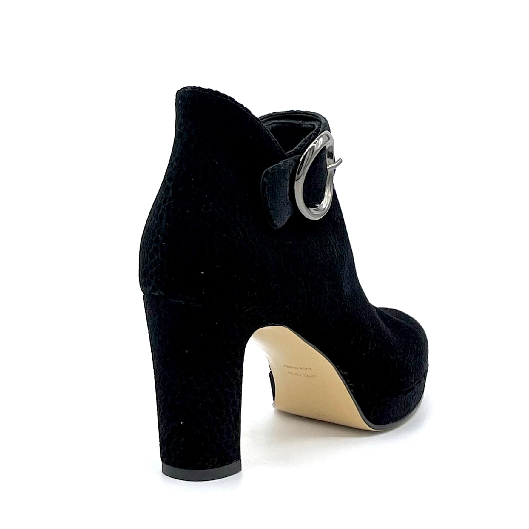 ELATA 54536 bottines daim noir boucle talon 9,5 cm