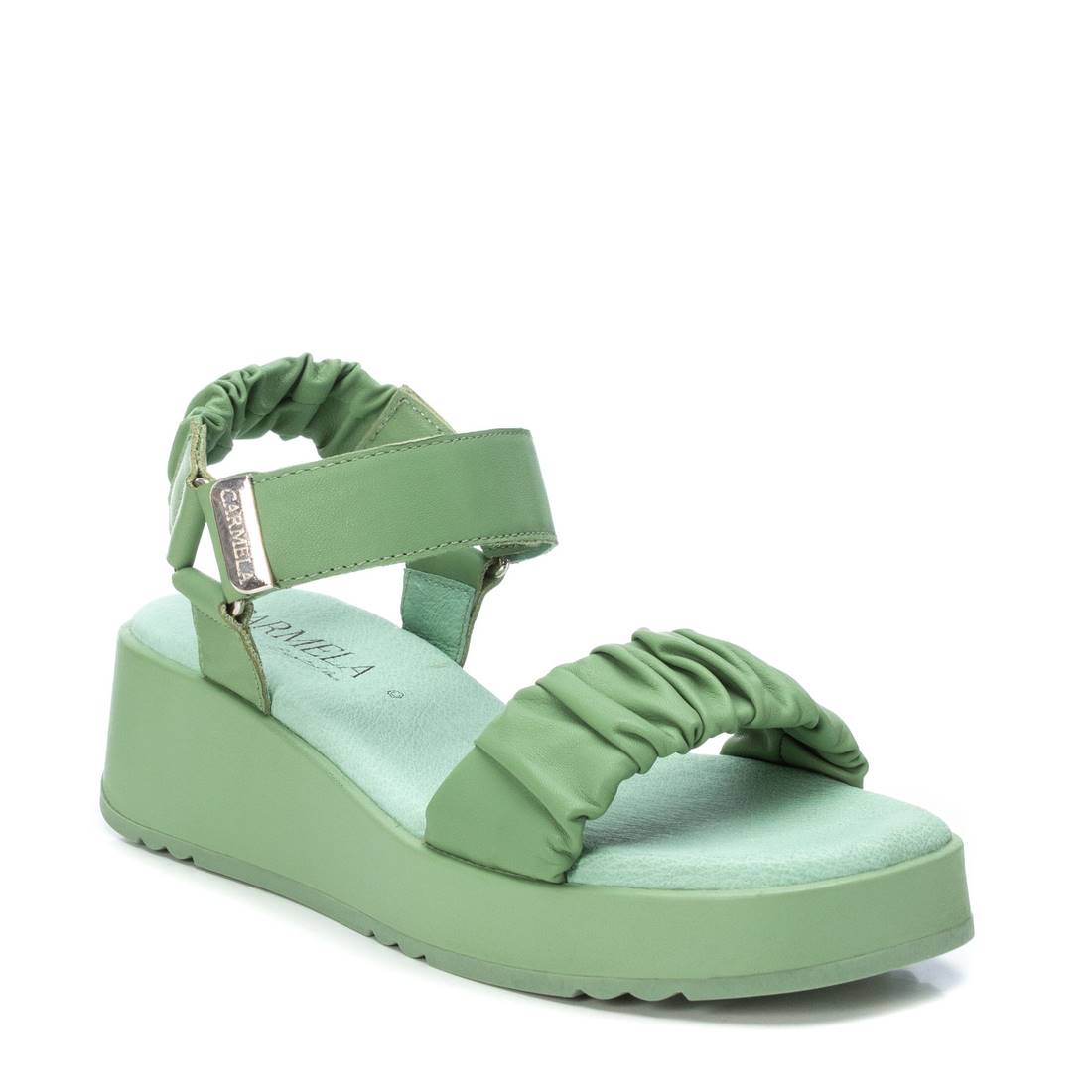 Carmela 16081101 sandales cuir vert compensé