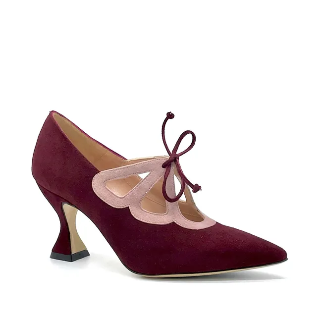 Elata 53516_1 chaussure suède bordeaux rose talon 7,5 cm