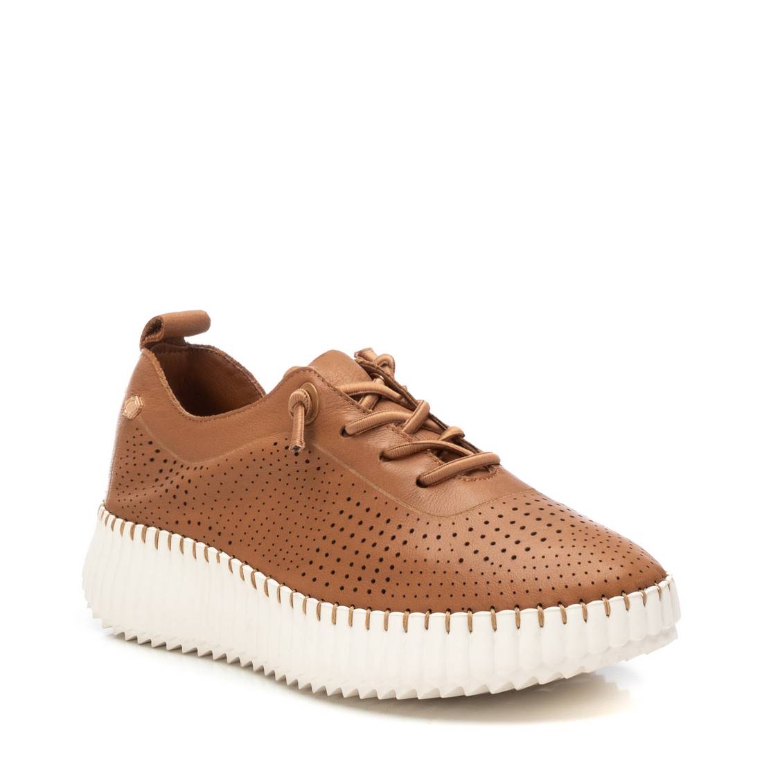 Carmela 16236901 baskets cuir camel lacets femme plates