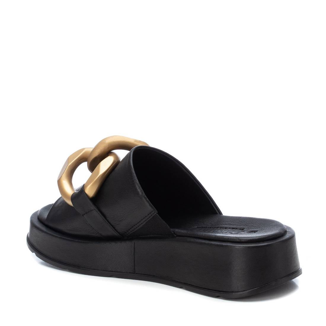 Carmela 16077403 sandale femme cuir noir chaîne 4cm