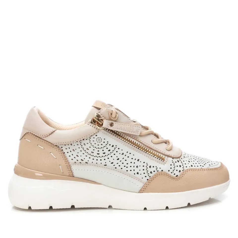 Carmela 16227402 baskets beige cuir perforées