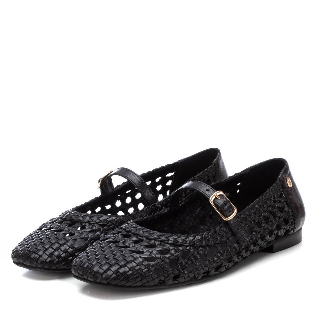 Carmela 16209703 ballerine cuir noir tressé