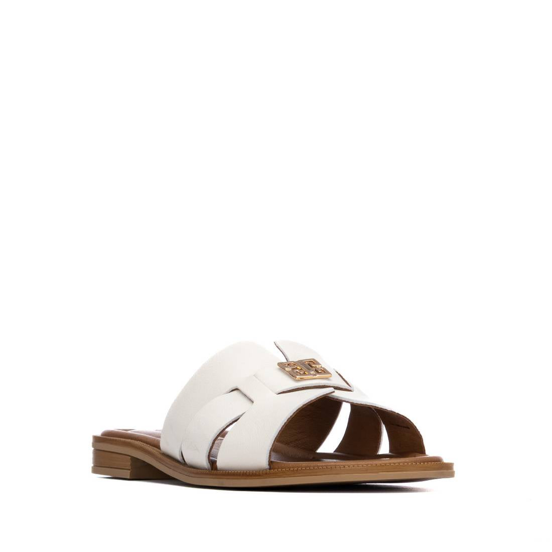 Carmela 16305903 sandale plate blanche cuir