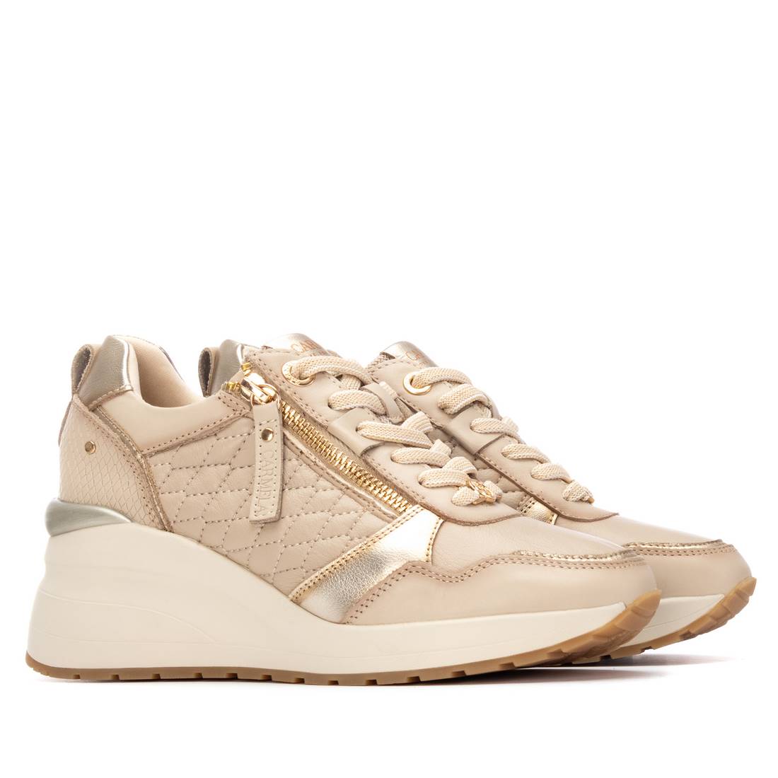 Carmela 16244603 baskets compensées femme beige cuir