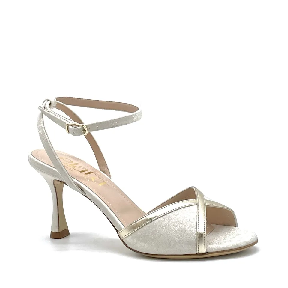 ELATA 15145 sandales ivoire doré talon 7,5 cm