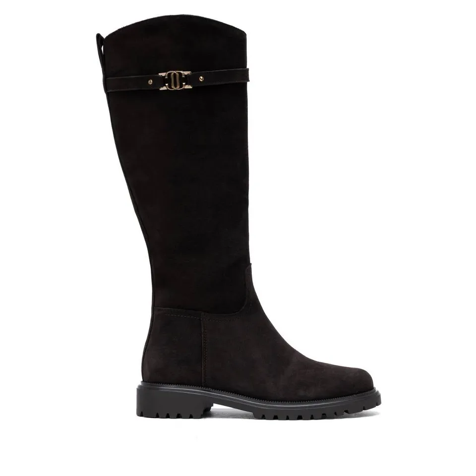 Carmela 16426502 botte marron daim talon plat