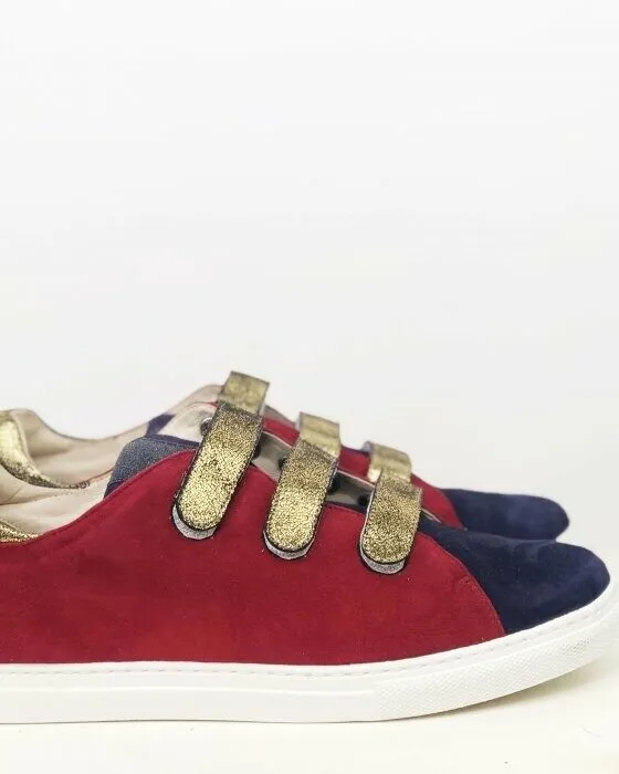 Dessine Moi Un Soulier basket velours bordeaux marine 42