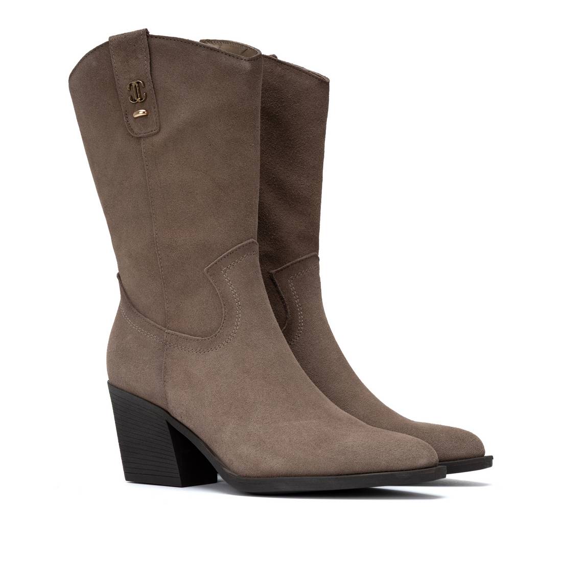 Carmela 16425502 bottes femme taupe cuir talon moyen