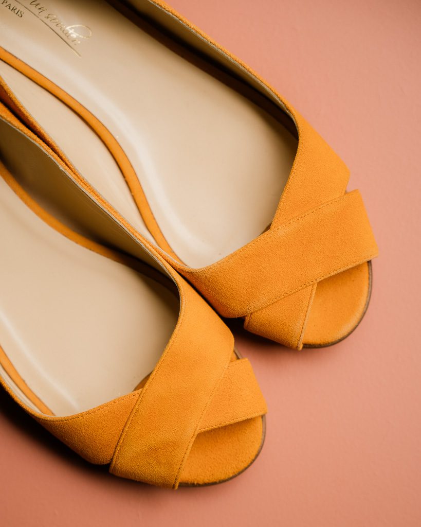 Dessine Moi Un Soulier Ballerines ouvertes velours orange