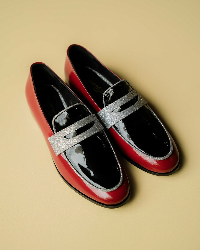 Dessine Moi Un Soulier mocassin cuir vernis rouge noir 36