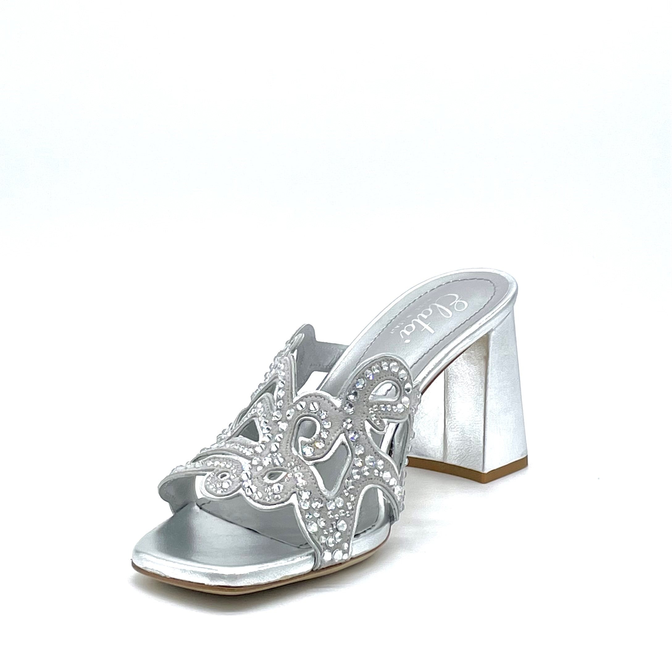 Elata 63794 mules argent strass talon 7,5 cm