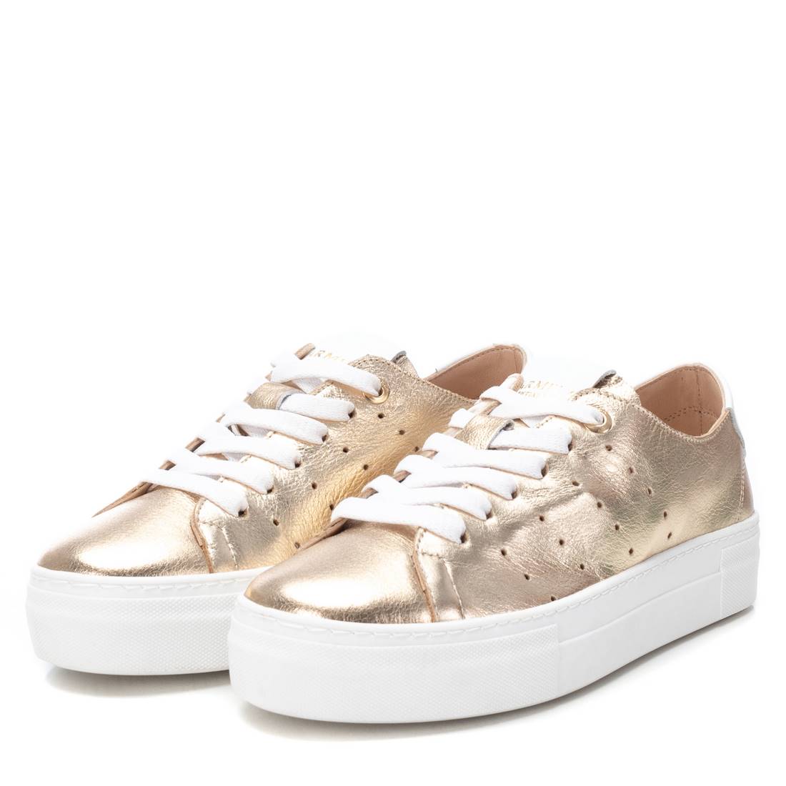 Carmela 16133701 baskets femme cuir doré lacets