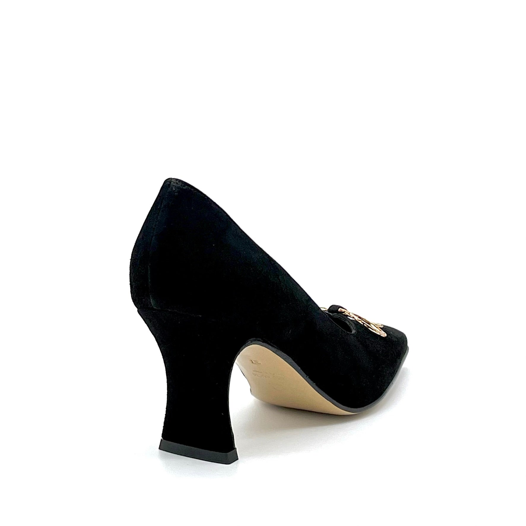 Elata 53501 escarpins daim noir noeud doré pointure 37