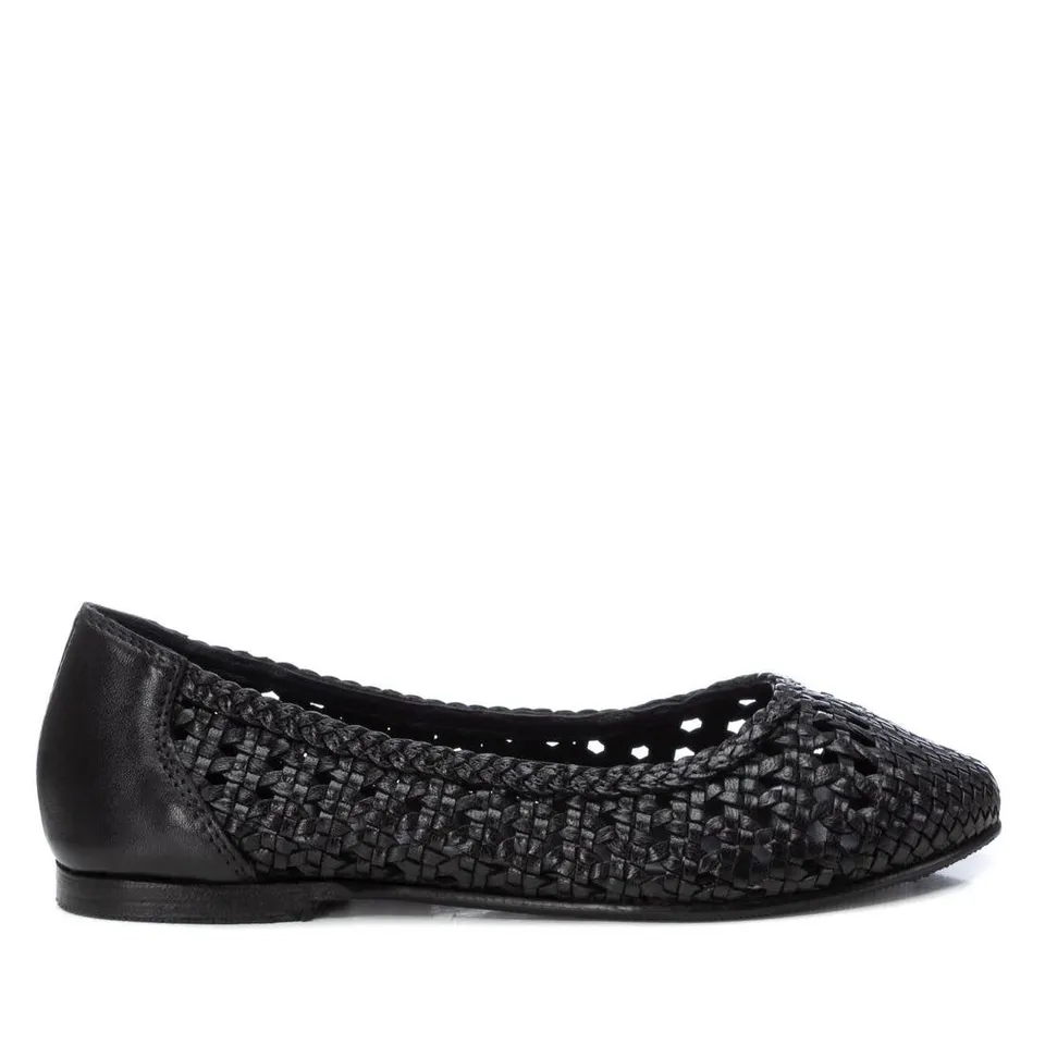 Carmela 16164002 ballerines cuir noir ajouré plat