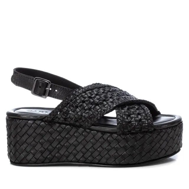 Carmela 16163806 sandale femme noire cuir compensée 7 cm