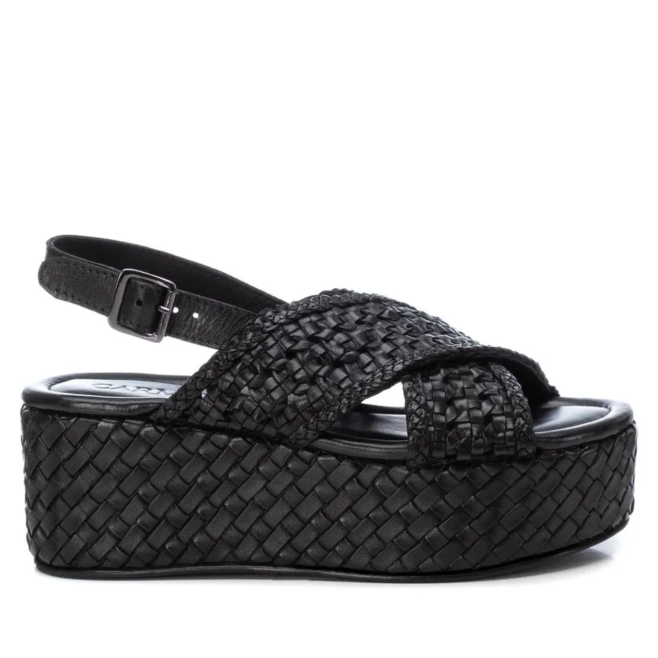 Carmela 16163806 sandale femme noire cuir compensée 7 cm