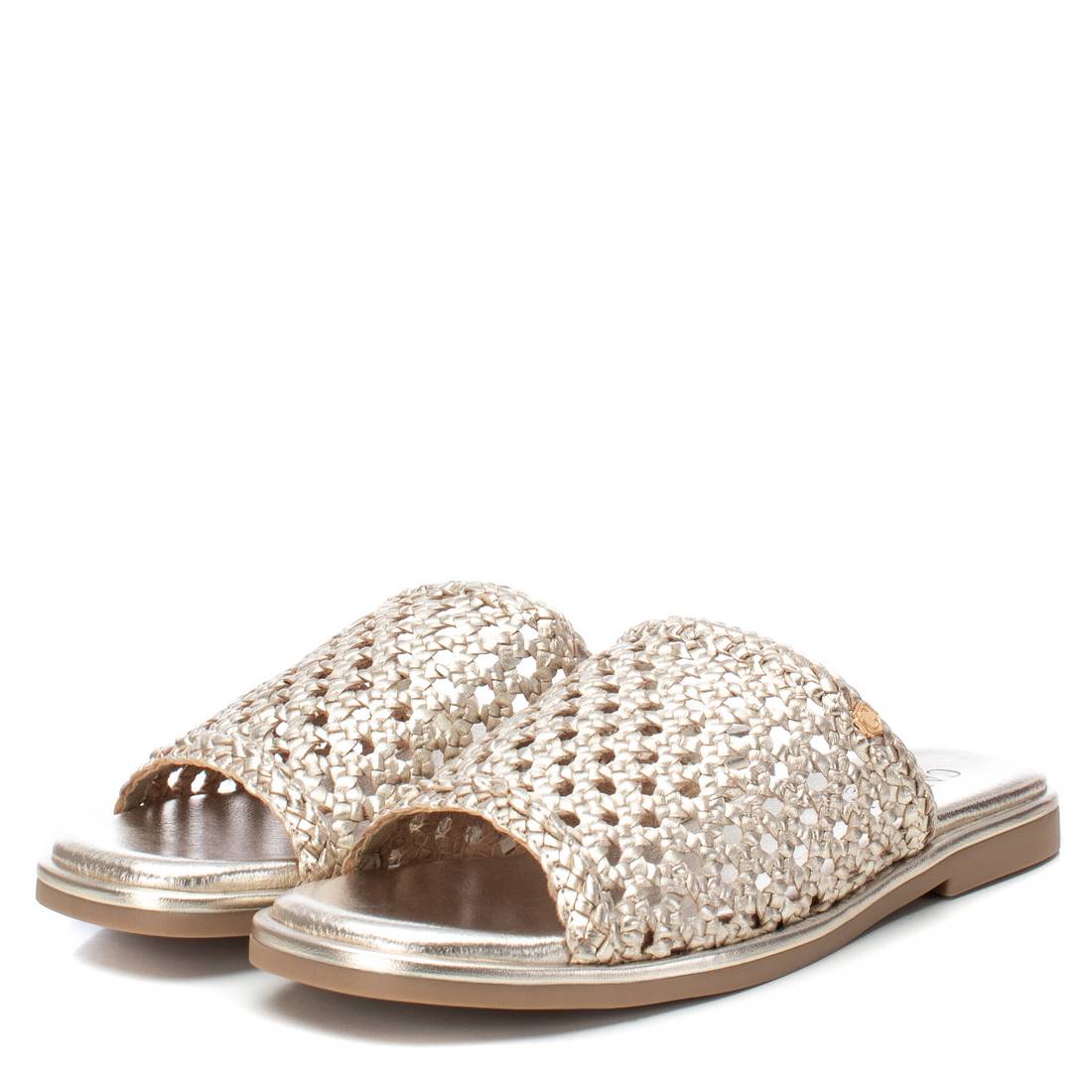 Carmela 16148901 sandale dorée cuir tressé plat
