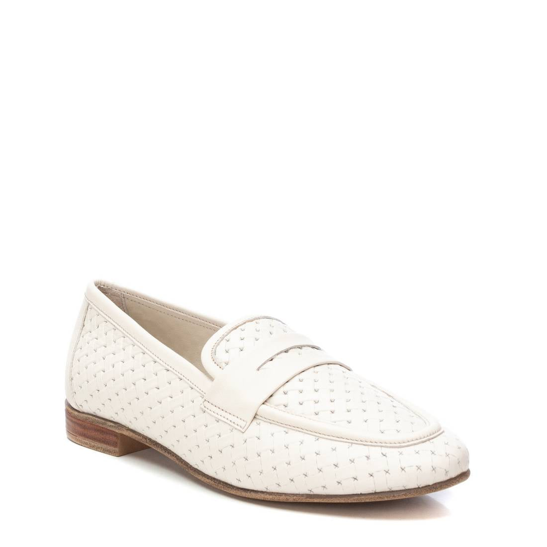 Carmela 16155802 mocassins cuir blanc femme tressé plat