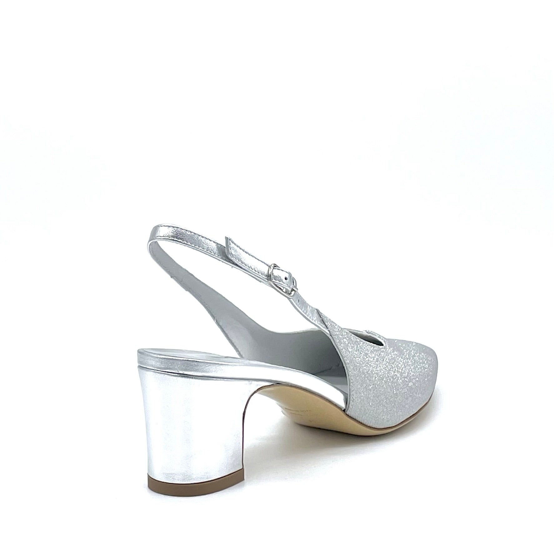 ELATA 15119 slingback laminé argent glitter talon 5,5 cm
