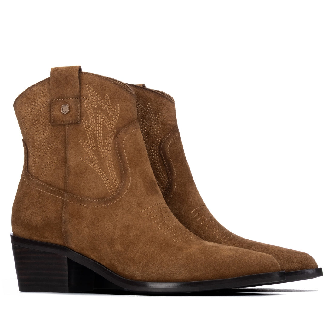 Carmela 16439001 bottine femme cuir camel talon bas
