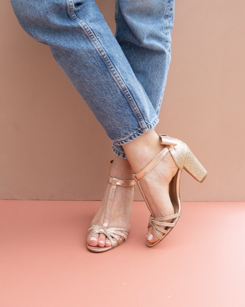 Dessine Moi Un Soulier sandale Chloé irisé or rose