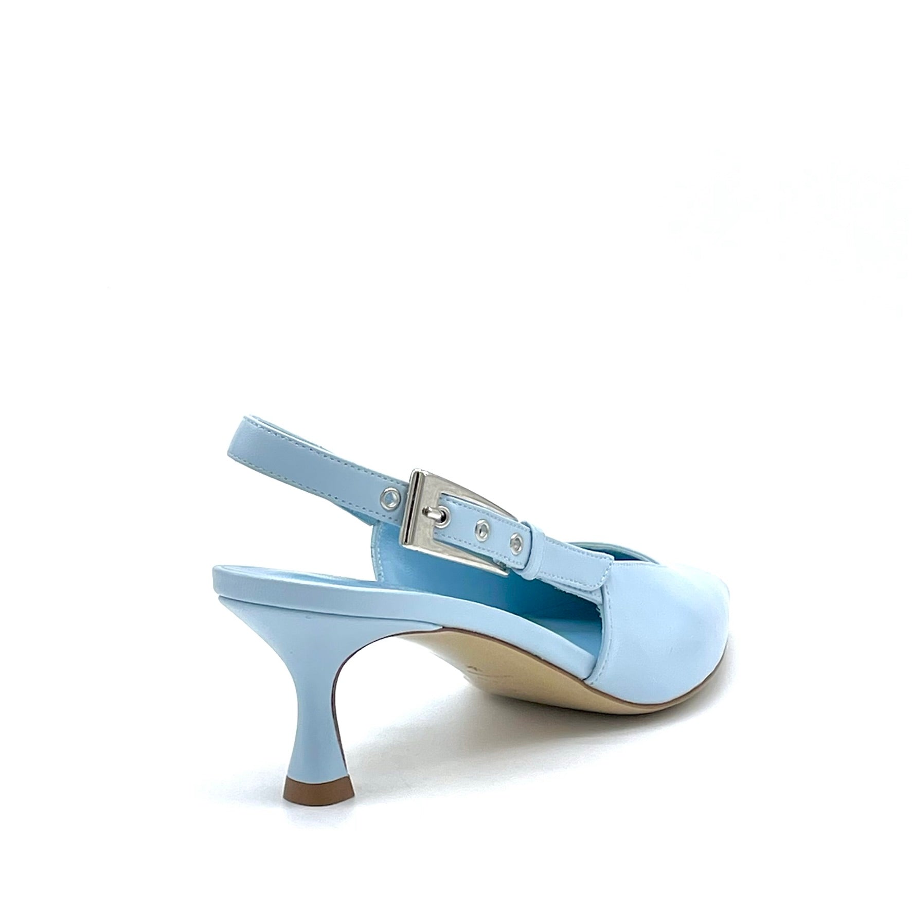 Elata 15112-1 slingback cuir bleu ciel boucle argent 5,5 cm