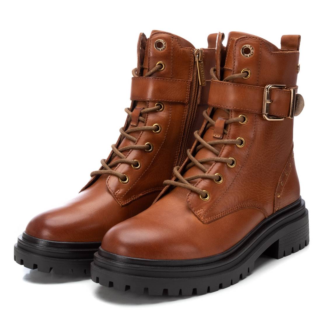 Carmela 16194202 boots militaires marron cuir plat
