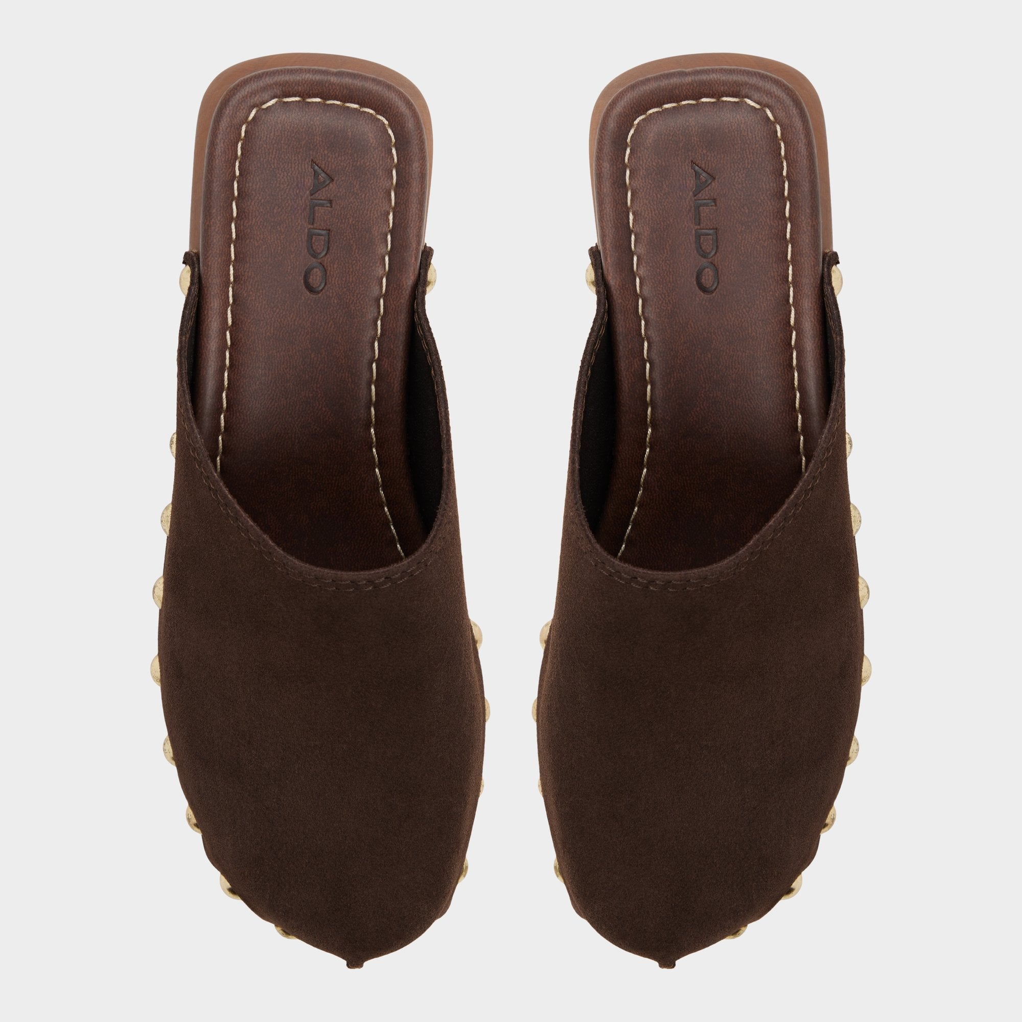 ALDO Tayloria mules suède marron talon bois