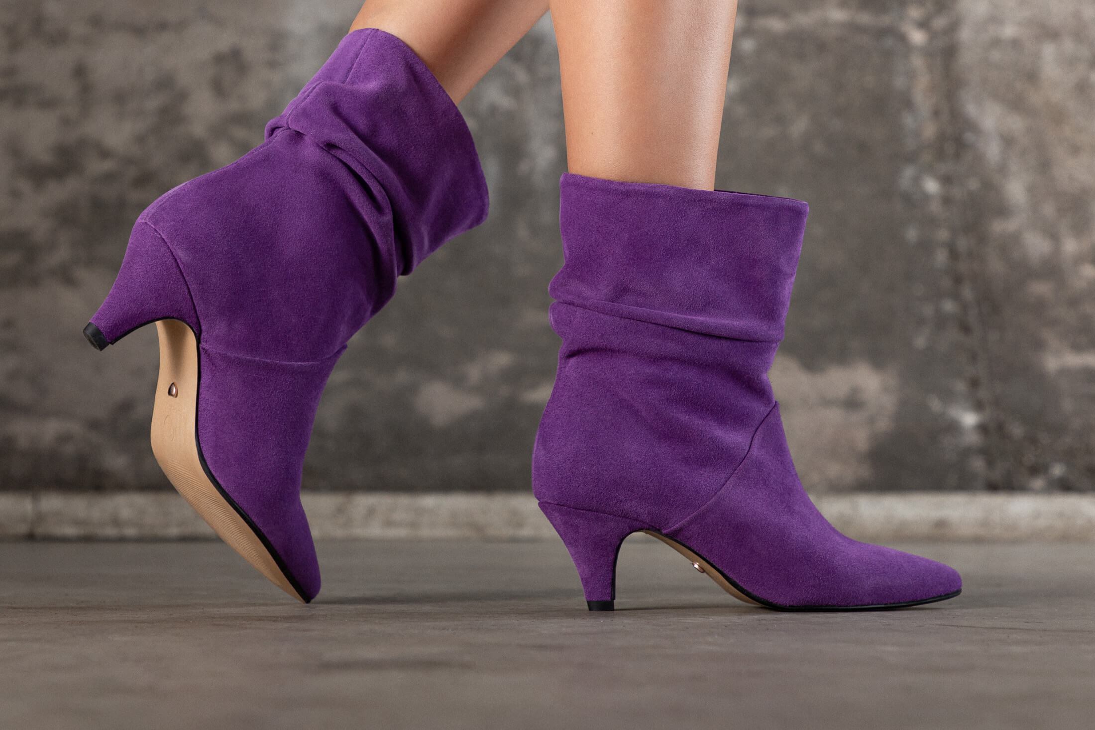 Coralie Masson City bottes cuir violet talon 5 cm