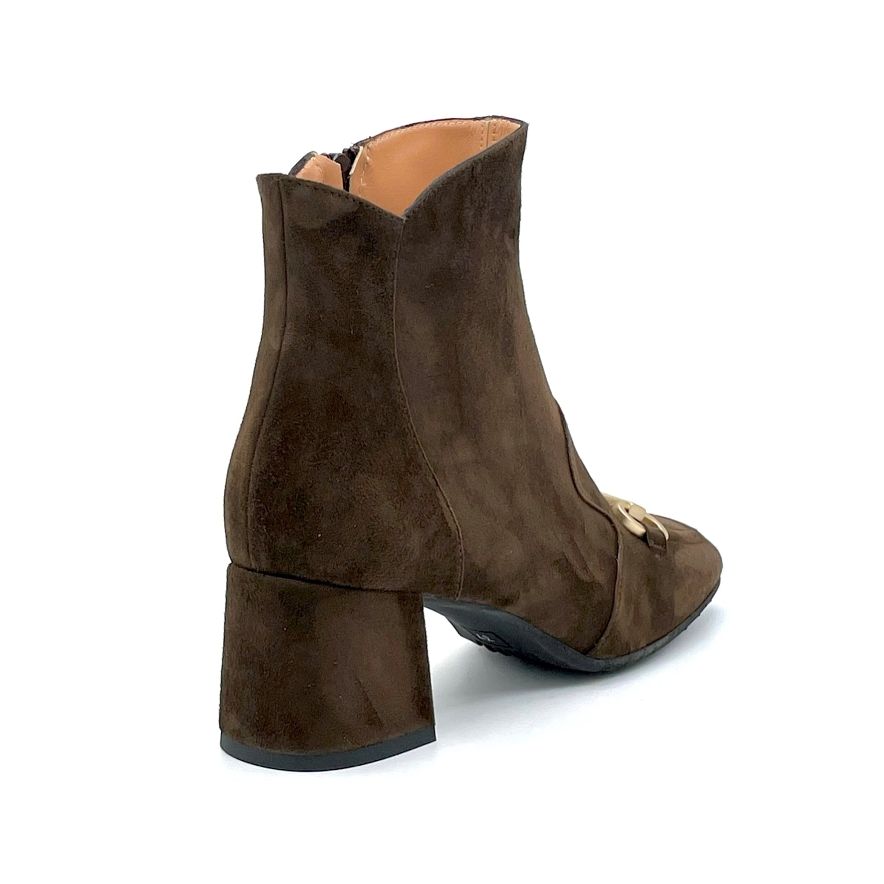 Elata 52530 bottines daim marron mors doré talon 5,5 cm