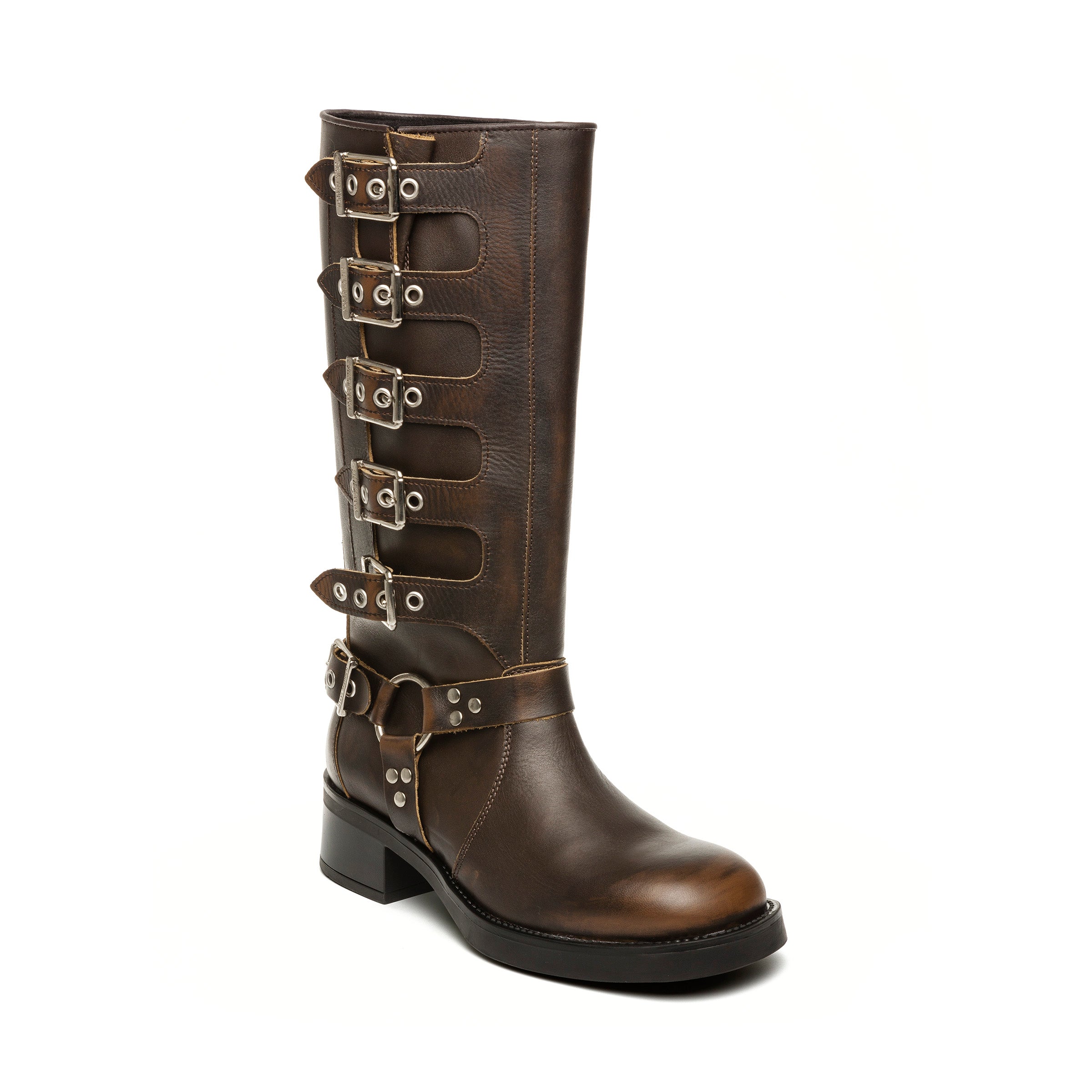 Steve Madden Battle bottes cuir marron talon 4 cm