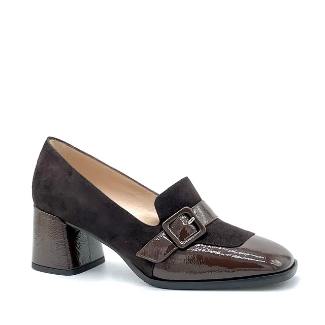 ELATA 55523 mocassins cuir marron froissé talon 5,5 cm