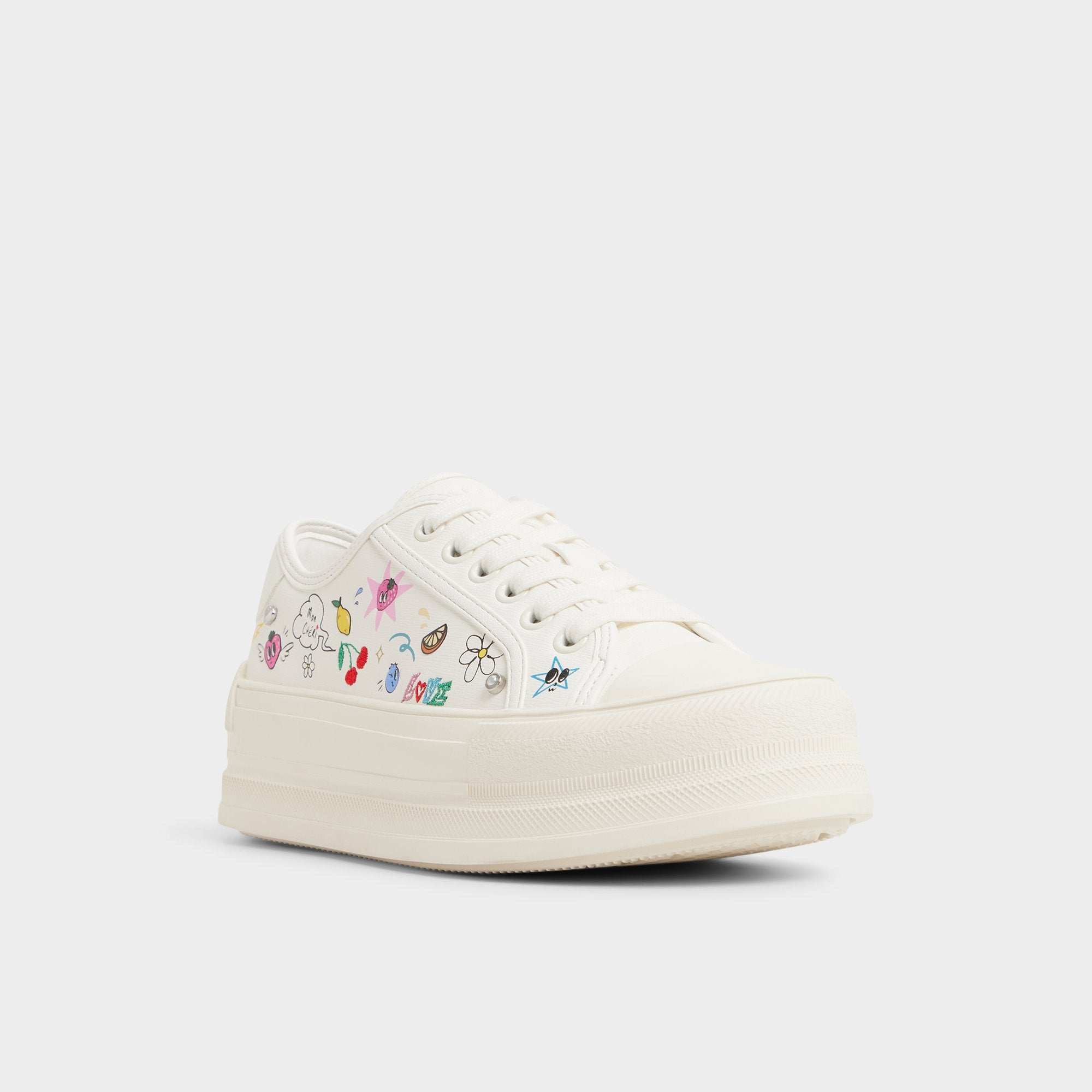 Aldo Rayes baskets basses toile blanche doodles