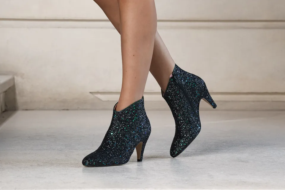 Coralie Masson Louisa bottines glitter noir talon 7 cm