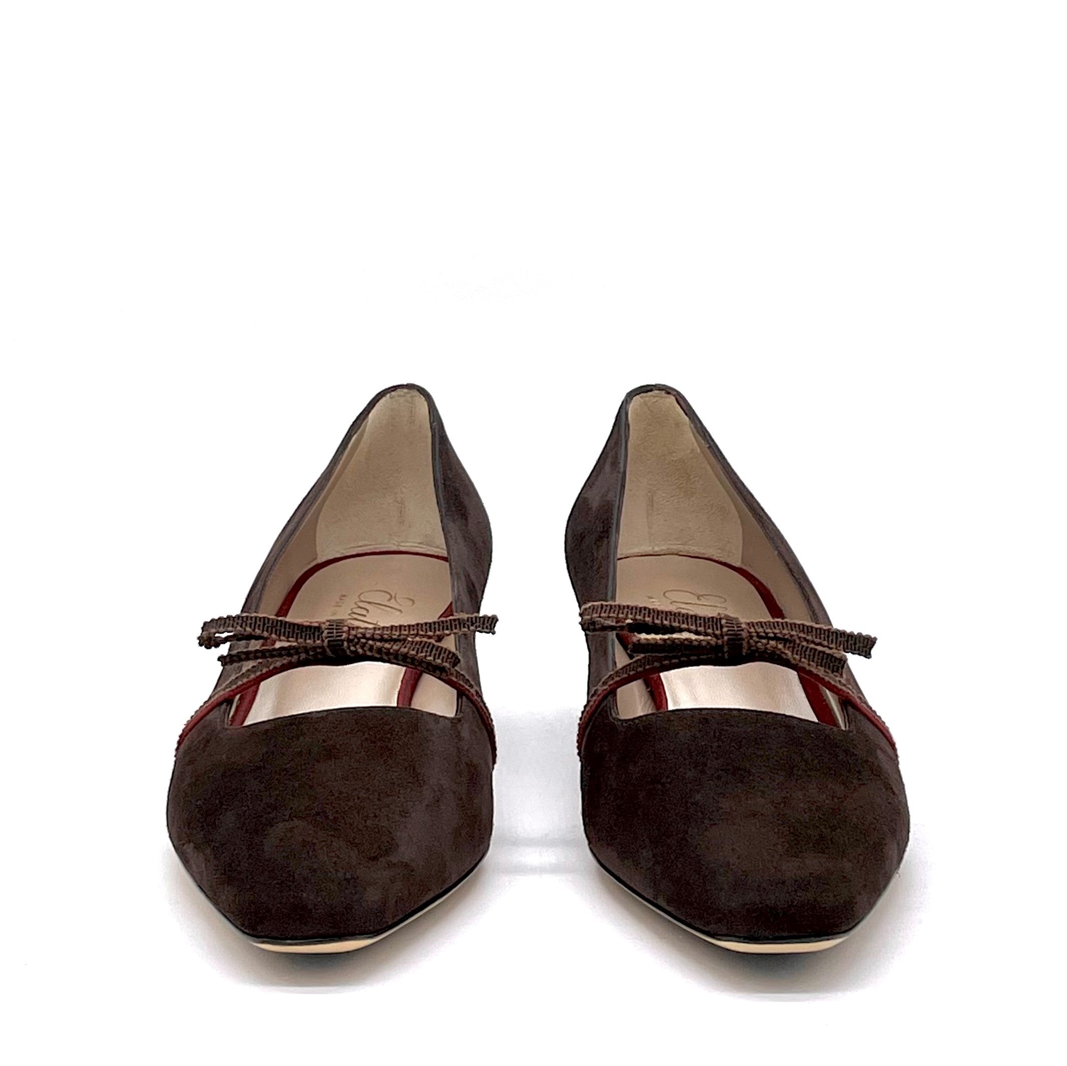 Elata 51522 escarpins daim marron talon 3,5 cm
