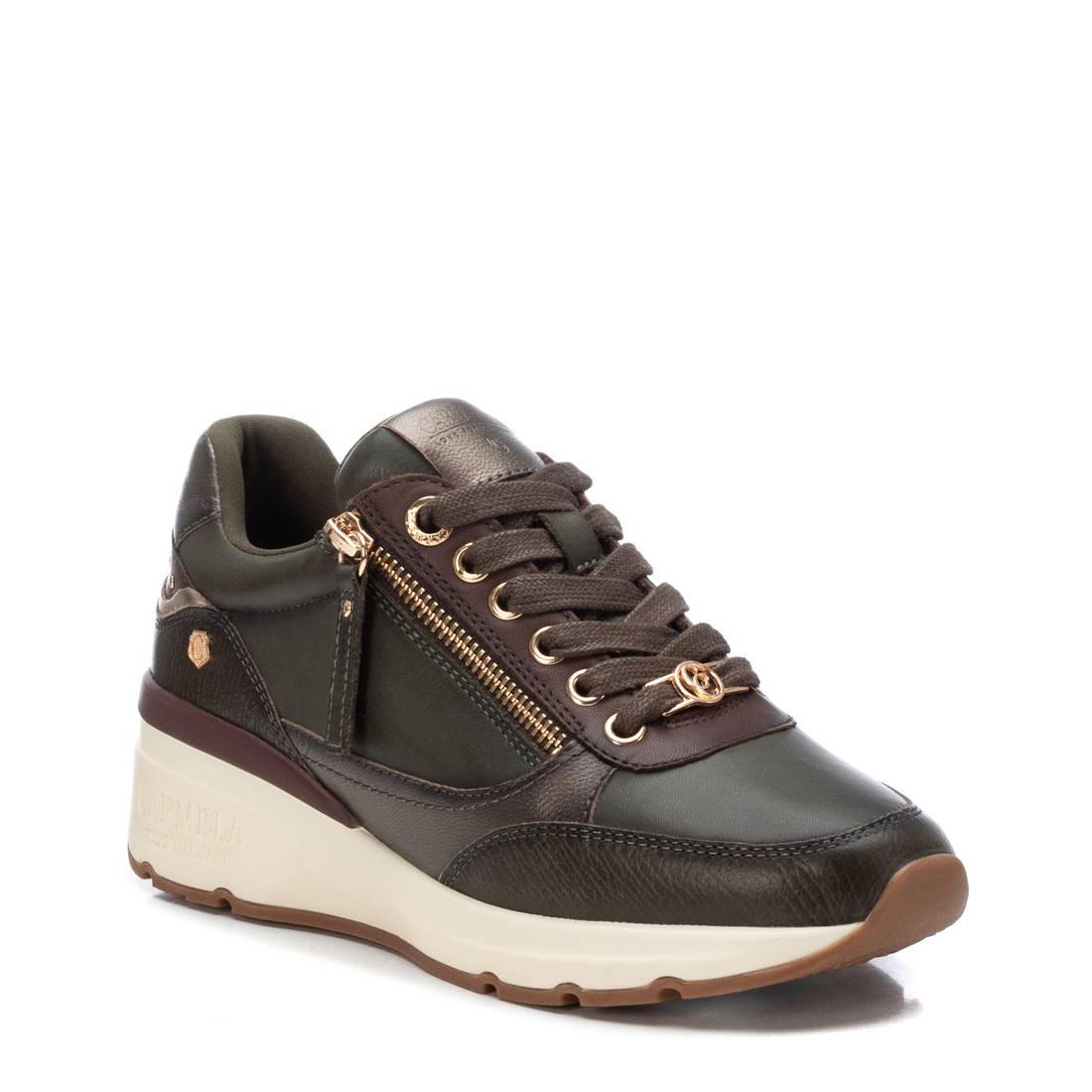 Carmela 16182503 basket verte cuir zip lacets