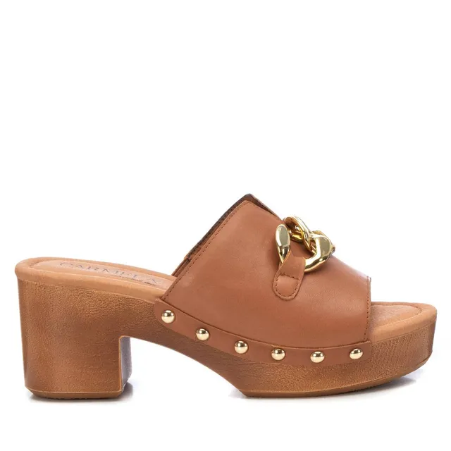 Carmela 16071501 sabots cuir marron talon 7 cm