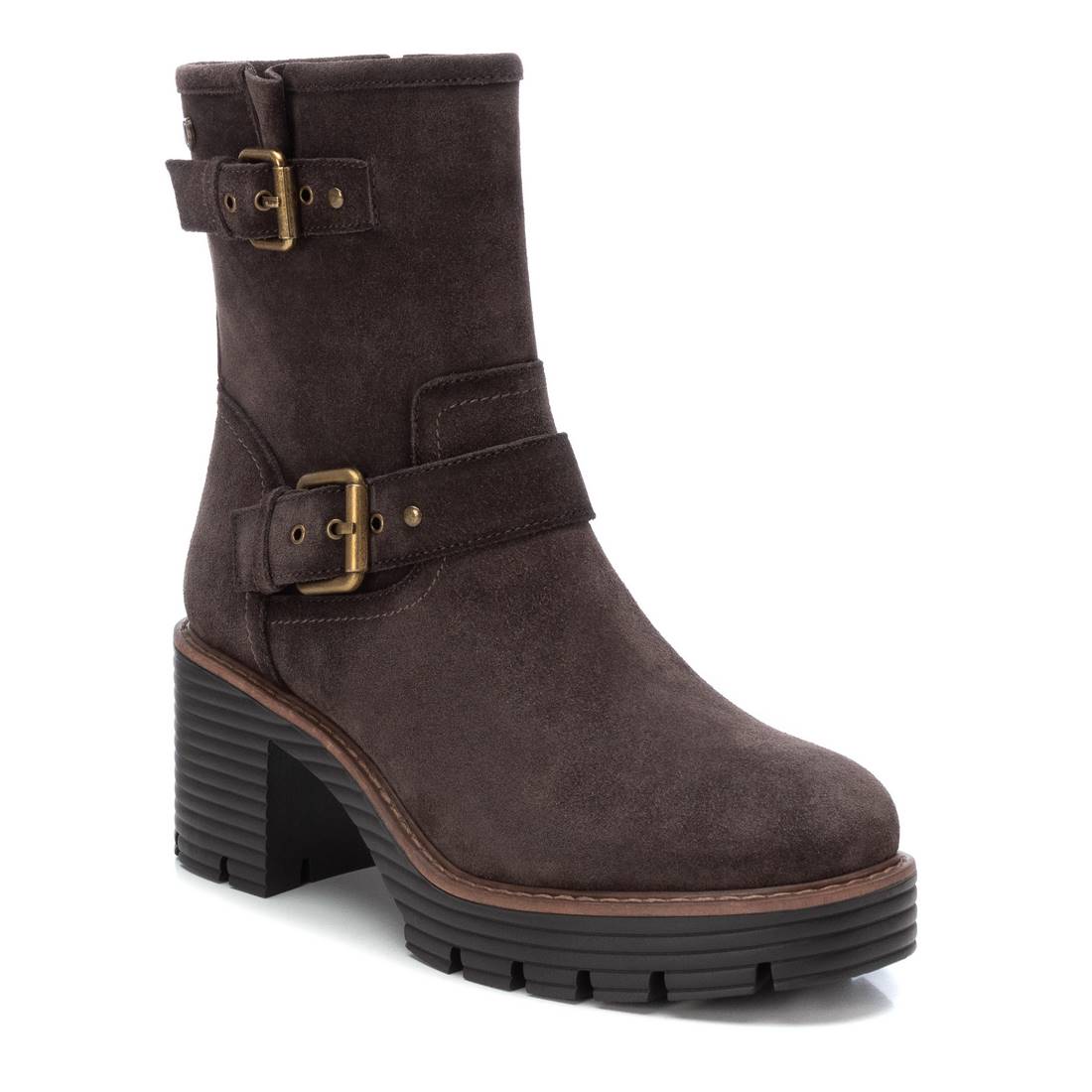 Carmela 16191204 bottine motarde cuir gris talon 7cm