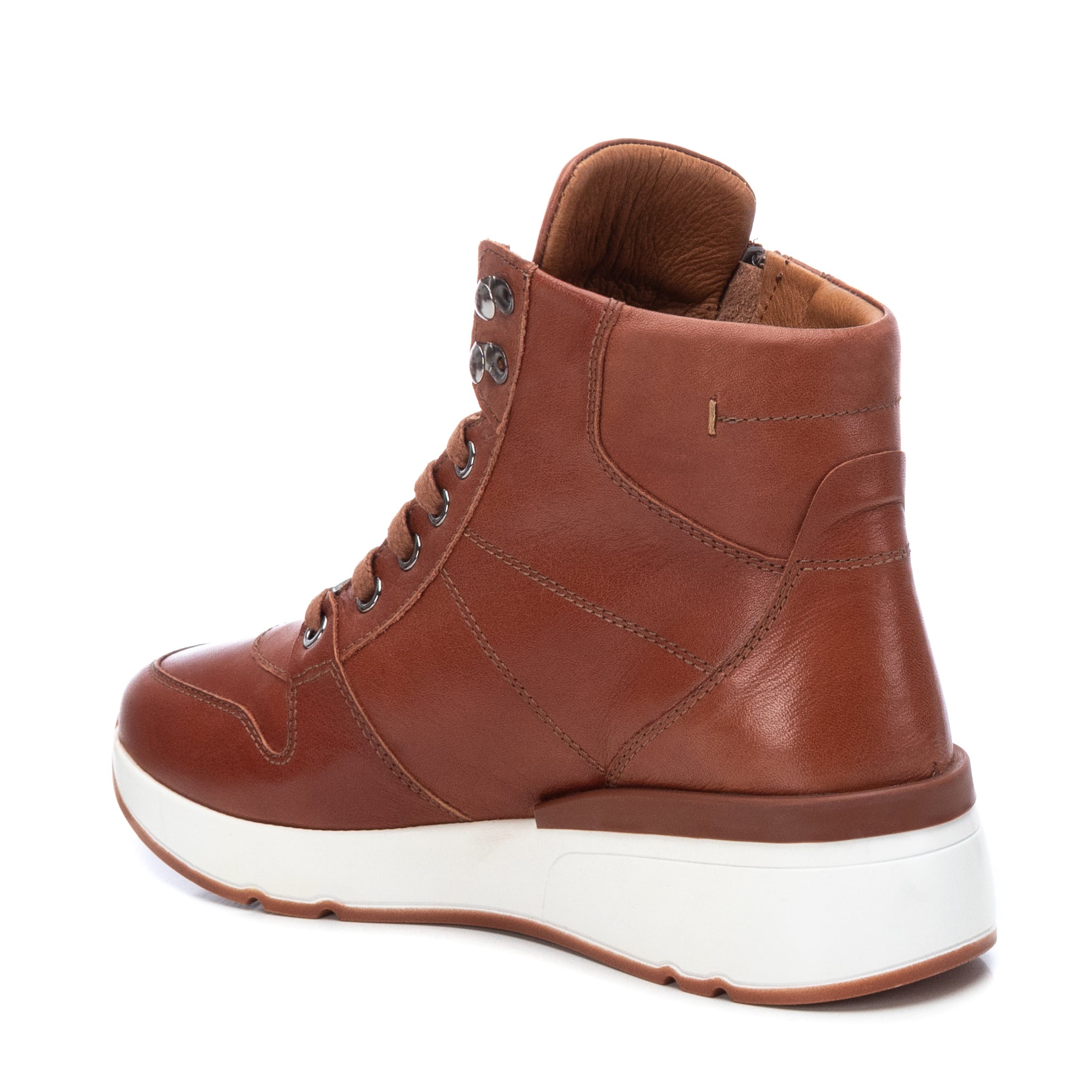 Carmela 16021502 baskets cuir marron zip plat